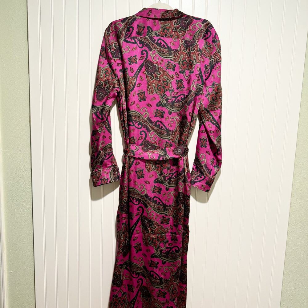 Lauren Ralph Lauren Pink Paisley Shirt Dress Belted Size 14 - Picture 8 of 8